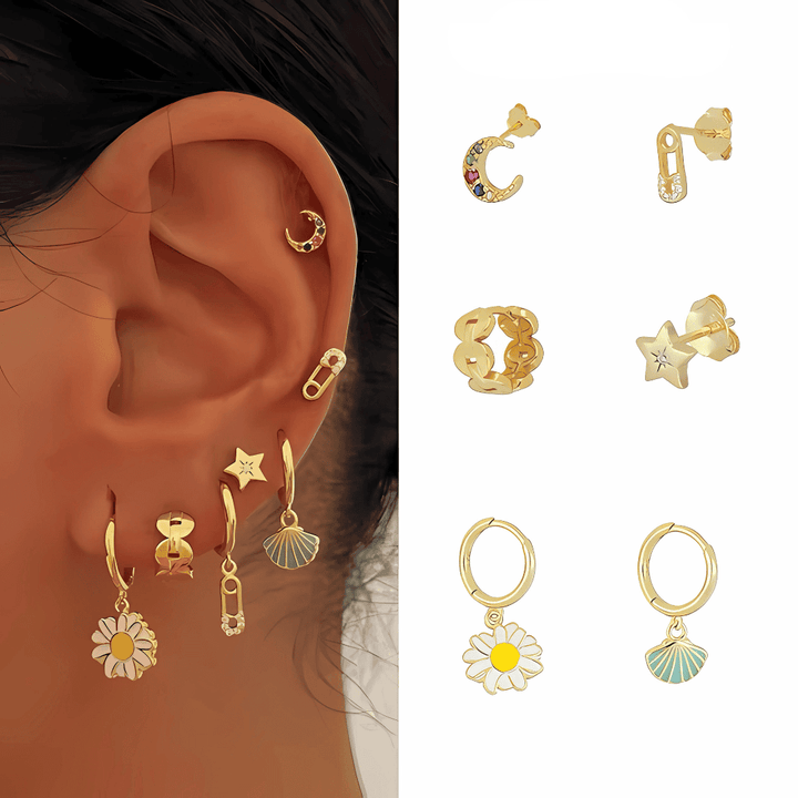 HOOP & DANGLE EARRING SET