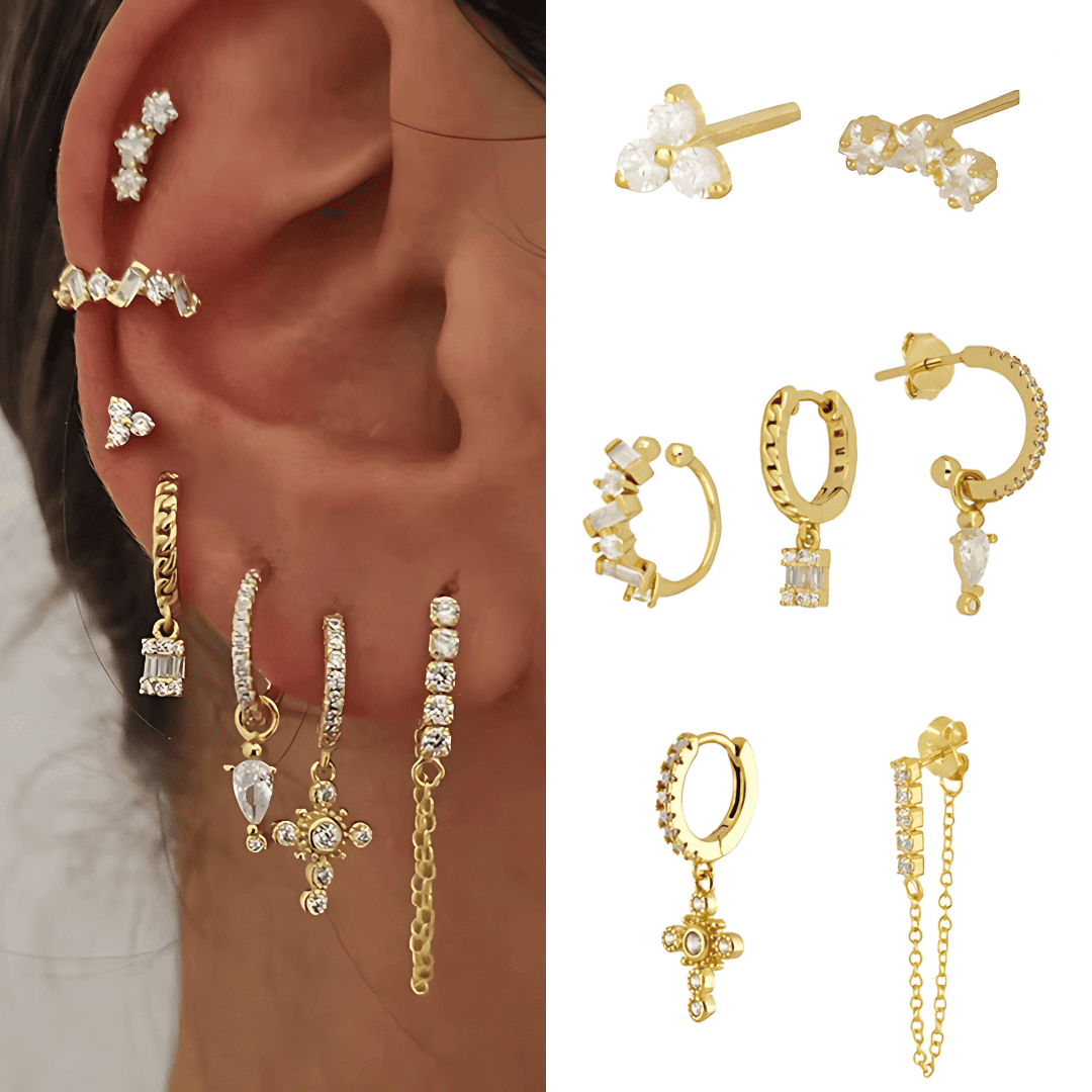 HOOP & DANGLE EARRING SET