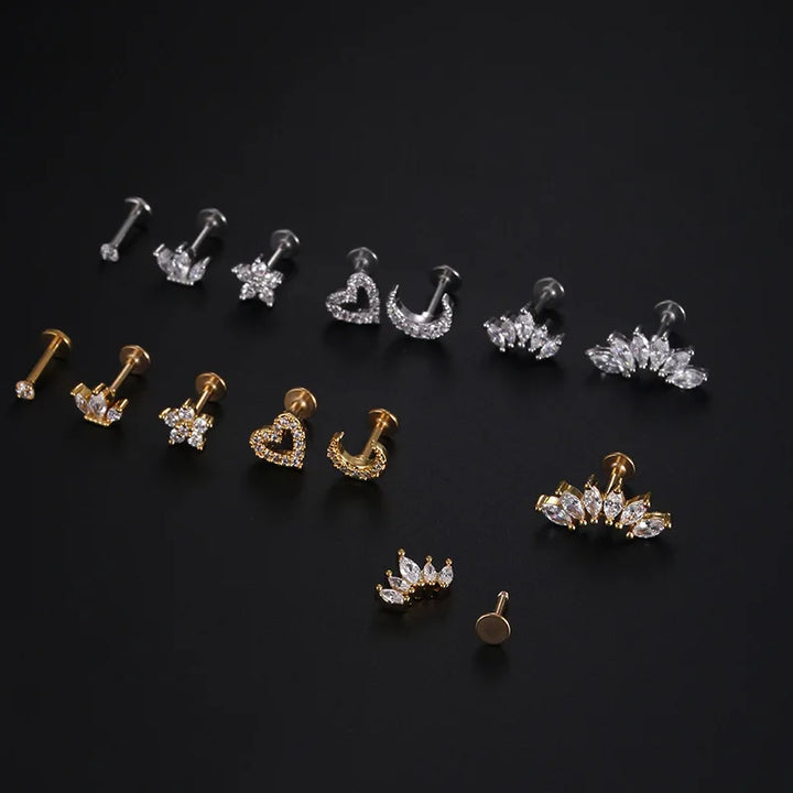 ZIRCON FLAT BACK EARRINGS
